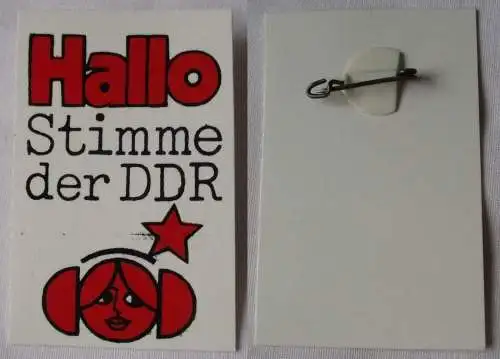 DDR Kunststoff Abzeichen "Hallo Stimme der DDR" (107789)