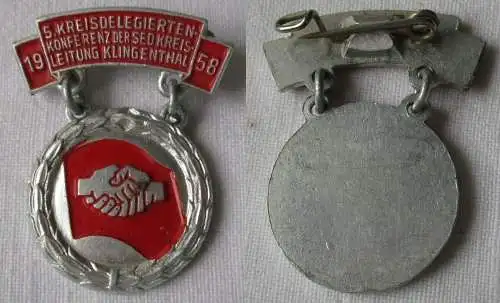 DDR Abzeichen Delegiertenkonferenz d. SED Kreisleitung Klingenthal 1958 (149026)