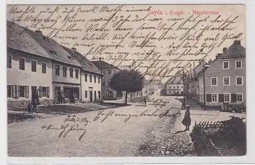 99344 AK Sayda im Erzgebirge - Hauptstrasse mit Buchbinderei und Gasthof
