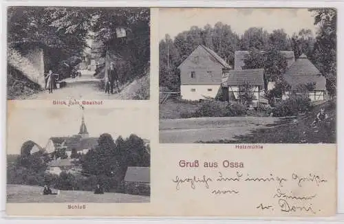 900448 Mehrbild Ak Gruß aus Ossa Gasthof, Holzmühle, Schloß 1914