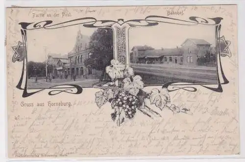 900517 Mehrbild Ak Gruß aus Horneburg (Hannover) Post und Bahnhof 1907
