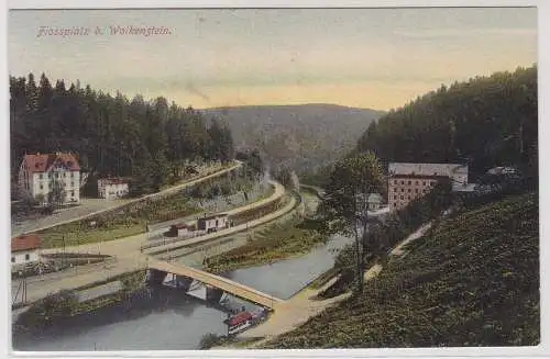95955 AK Flossplatz bei Wolkenstein - Haltepunkt Warmbad, Bahnpost 1910