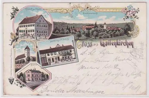 900625 Ak Lithographie Gruß aus Gailenkirchen Bahnhof, Handlung usw. 1906