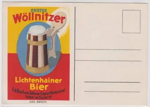 97512 Reklame Ak erstes Jena Wöllnitzer Lichtenhainer Bier