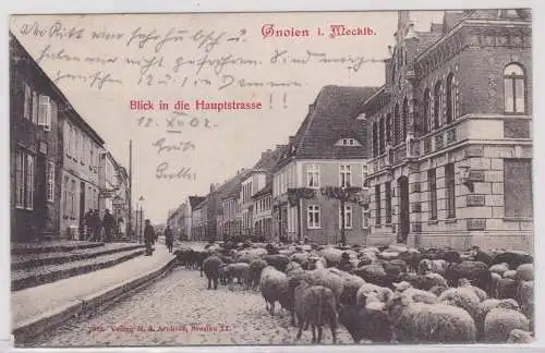 900639 Ak Gnoien in Mecklenburg Blick in die Hauptstraße 1902