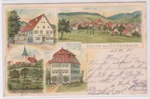 900516 Ak Lithographie Gruß aus Hüttenbach Gasthof usw. 1906