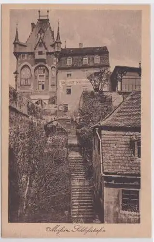 900457 Ak Meißen - Schlossstufen und Wanners Weinstube? um 1910
