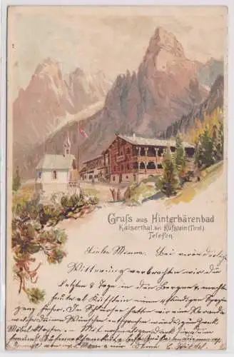 901245 Lithographie Ak Gruss aus Hinterbärenbad Kaiserthal bei Kufstein 1900