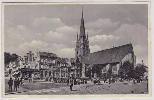 901346 Ak Flensburg - Südermarkt, Union Bank, Laden J.Cheesch, Kirche um 1935