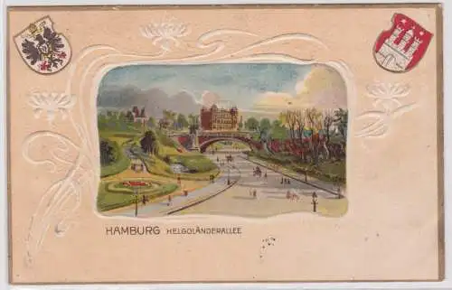 901348 geprägte Rahmen Ak Hamburg - Helgoländerallee um 1900