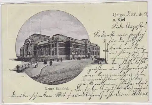 901358 Ak Gruss aus Kiel - Neuer Bahnhof 1902