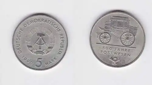DDR Gedenk Münze 5 Mark 500 Jahre Postwesen 1990 vz (156452)