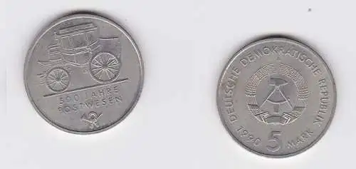 DDR Gedenk Münze 5 Mark 500 Jahre Postwesen 1990 vz (156761)
