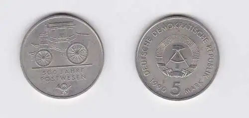 DDR Gedenk Münze 5 Mark 500 Jahre Postwesen 1990 vz (156685)