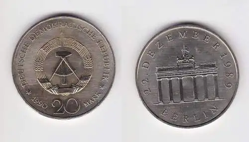 DDR Gedenk Münze 20 Mark Brandenburger Tor 1990 Stempelglanz (156409)