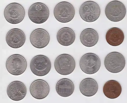 10 x DDR Gedenk Münzen 5, 10 und 20 Mark Pieck, Marx, Grotewohl (156404)