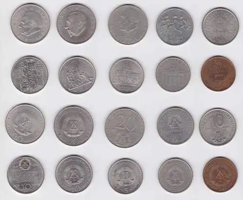 10 x DDR Gedenk Münzen 5, 10 und 20 Mark Pieck, Grotewohl, Sport (156418)