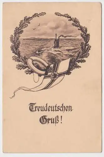 37160 Feldpost Ak Treudeutschen Gruß"! mit U-Boot 1917