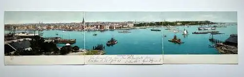 11788 3fach Klapp Ak Panorama von Kiel um 1900