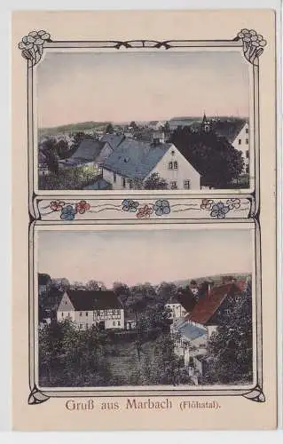 37367 Ak Gruß aus Marbach Flöhatal Ortsansichten um 1910