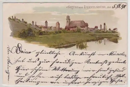 87298 Ak Lithographie Gruß aus Dinkelsbühl 1898