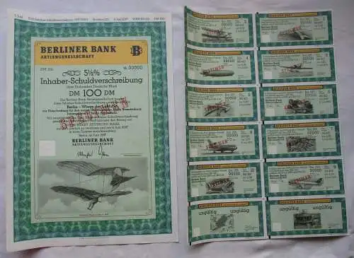 100 DM Aktie Schuldverschreibung Berliner Bank AG SPECIMEN Juni 1997 (103988)