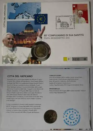 Numisbrief Vatikan 2012 2 Euro 85.Geburtstag Papst Benedikt XVI  Stgl. (115170)