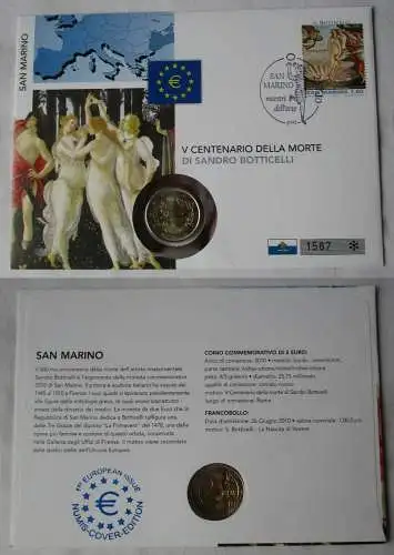 Numisbrief San Marino 2010 2 Euro Sandro Botticelli Stgl. (114599)