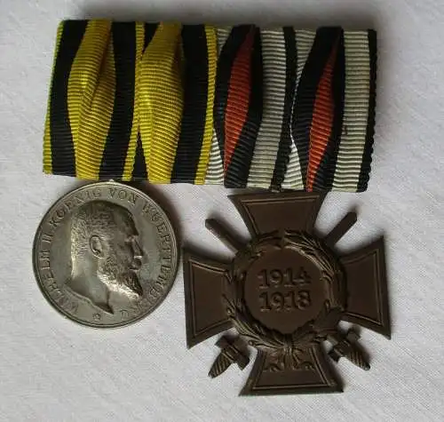 2er Ordensspange Württemberg Militärverdienstmedaille 1892 + Ehrenkreuz (110467)