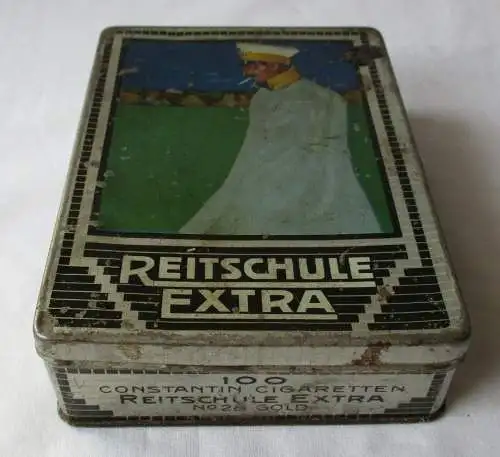 Seltene 100er Zigarettendose Reitschule Extra Cigaretten No. 28 Gold (134718)