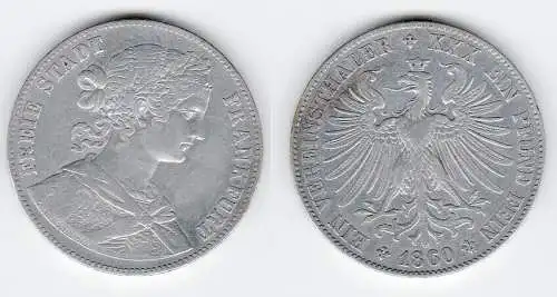 Vereinstaler Silber Münze Frankfurt-Stadt 1860 (113176)
