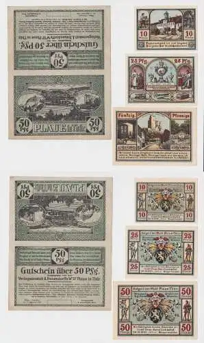 5 Banknoten Notgeld der StadtPlaue in Thüringen 1920/1921 (136834)
