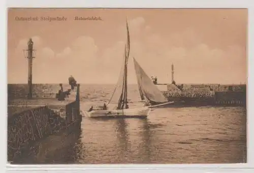 11964 Ak Ostseebad Stolpmünde (Ustka) Hafeneinfahrt mit Segelboot 1916