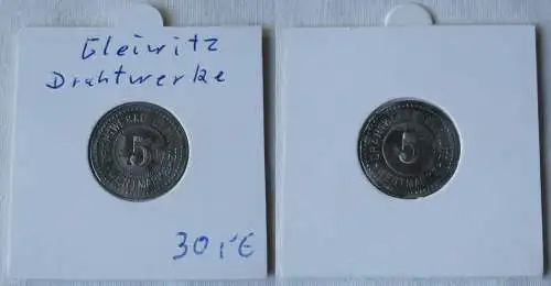 5 Pfennig Zink Notmünze Notgeld Drahtwerke Gleiwitz um 1920 (105650)