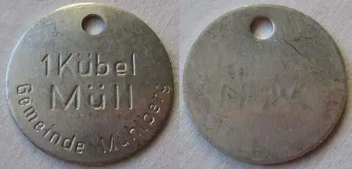 Aluminium Müllmarke DDR Gemeinde Mühlberg 1 Kübel Müll (107455)