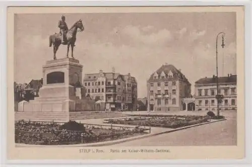 98406 Feldpost Ak Stolp in Pommern Partie am Kaiser Wilhelm Denkmal 1918