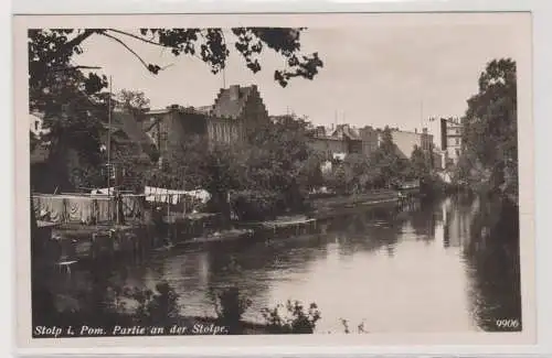 99020 Ak Stolp in Pommern Partie an der Stolpe um 1940