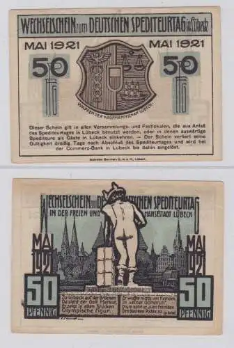 50 Pfennig Banknote Notgeld Lübeck Deutscher Spediteurtag 1921 (138177)