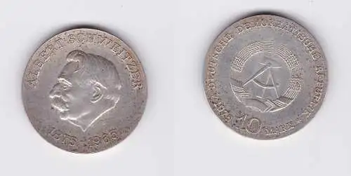 DDR Gedenk Silber Münze 10 Mark Albert Schweitzer 1975 (127378)