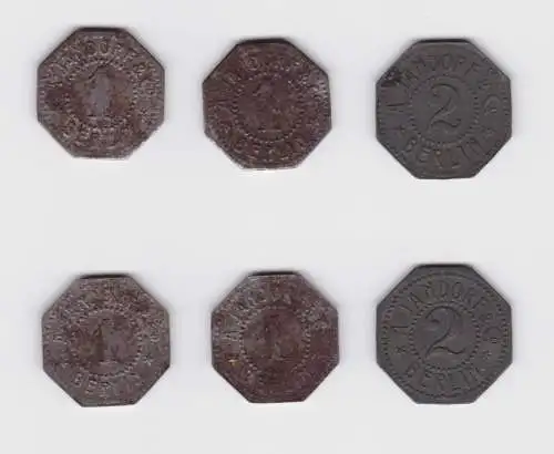 2 x 1 & 2 Pfennig Zink/Eisen Notgeld Münzen Berlin A.Jandorf & Co. (139916)