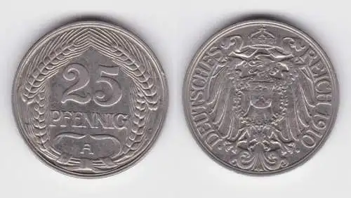 25 Pfennig Nickel Münze Kaiserreich 1910 A (130797)