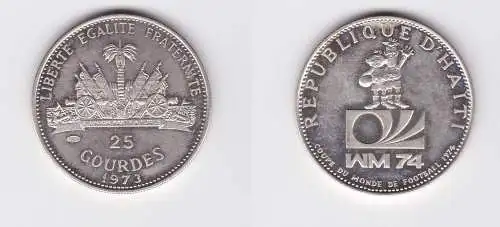 25 Gourdes Silber Münze Republique D´Haiti Fußball WM 1974 (126765)