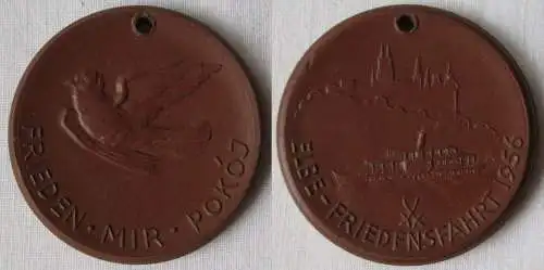 DDR Medaille Meissner Porzellan Elbe Friedensfahrt 1956 (145096)