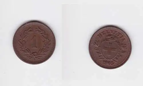 1 Rappen Kupfer Münze Schweiz 1905 B (127186)