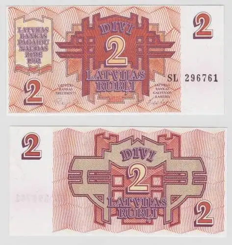 2 Rubel Banknote Lettland Latvijas 1992 kassenfrisch UNC (138196)