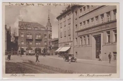 65987 Ak Stolp Słupsk in Pommern am Kaufmannswall mit Geschäften 1931