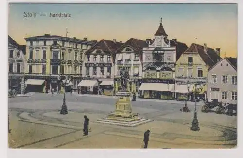 55326 Ak Stolp Słupsk in Pommern Marktplatz mit Geschäften 1920