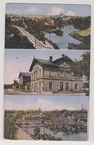 900532 Mehrbild Ak Penig - Bahnhof, Totalansicht 1912