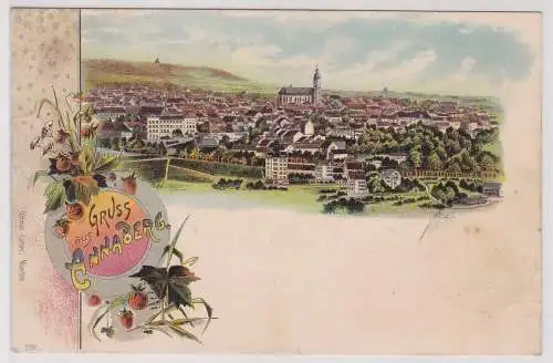 99664 Lithographie Ak Gruss aus Annaberg - Panoramaansicht 1899