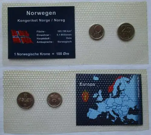 Norwegen KMS 2 Münzen Kursmünzensatz 10-25 Øre Kongeriket Norge (154912)